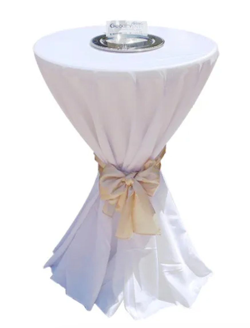 White Polyester Tablecloth (Cocktail Tables)